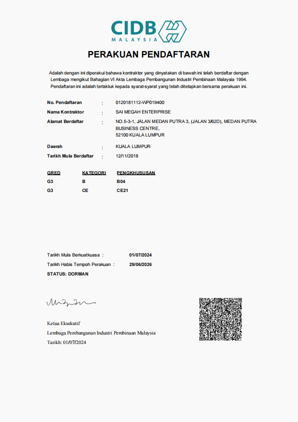 CIDB G3 Certificate